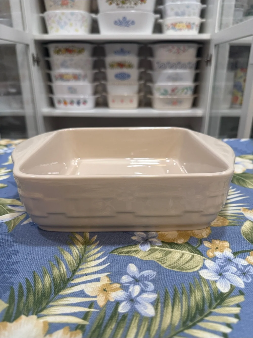 Longaberger Cream Square 8x8 Ceramic Baking Dish